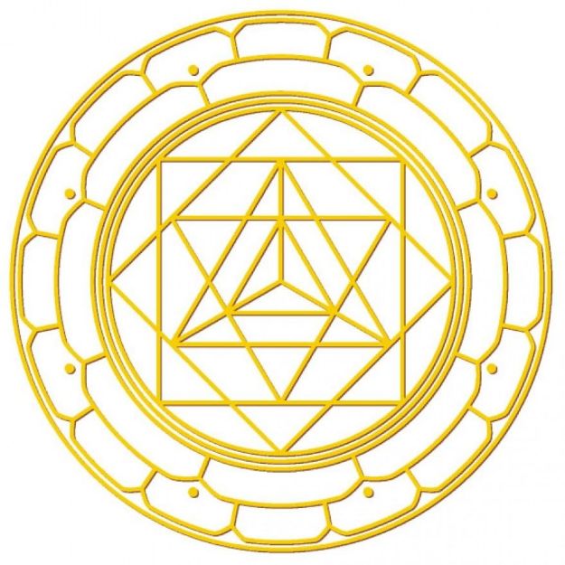 Bild von Aufkleber-Set 4 x 3 cm / 1 x 7.5 cm gold-transparent Merkabah