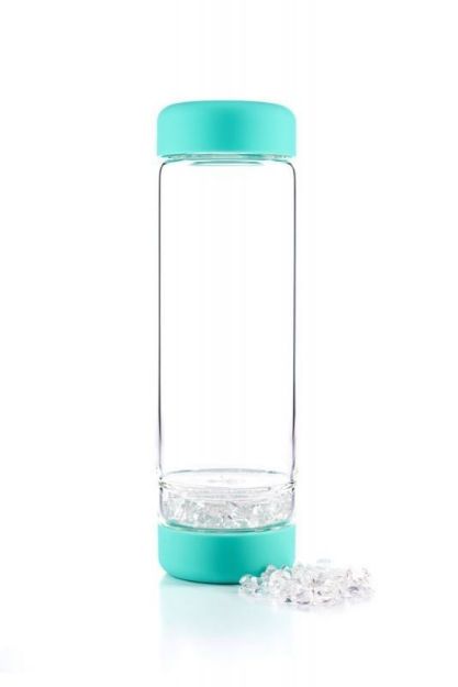 Bild von VitaJuwel inu! Edelsteinflasche mit Bergkristall in ocean blue