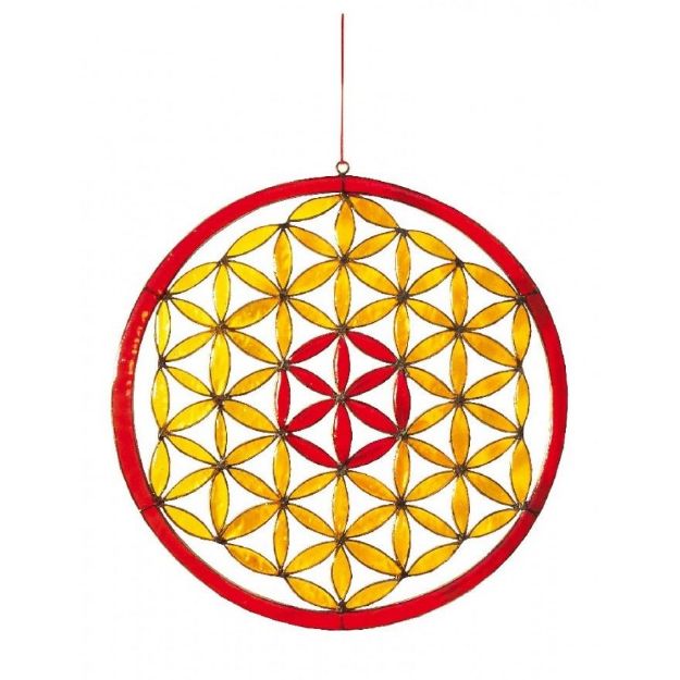Bild von Spiritcatcher Blume des Lebens Resin rot-orange 20 cm