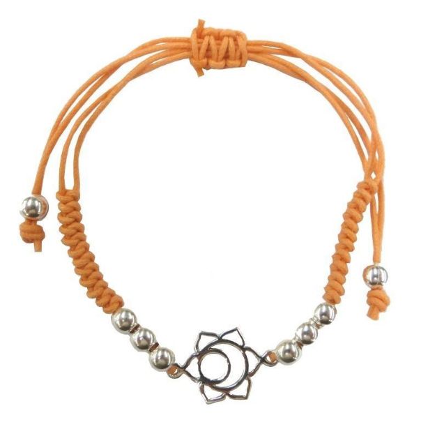 Bild von Armband Svadistanam Chakra orange 1,4cm Silber 925 mit verstellb. Baumwollband