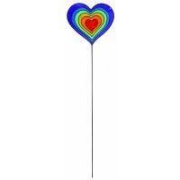 Bild von Blumenstab Herz Resin regenbogenfarben 15x61cm