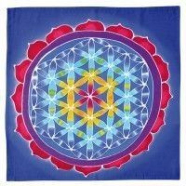 Bild von Wandbehang Blume des Lebens Rayon blau 50x50cm