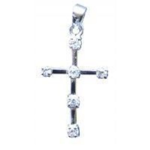 Bild von Anhänger Kreuz mit 6 Zirkonia Silber 925 1,7g