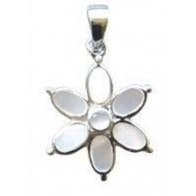 Bild von Anhänger Perlmutt Blume 2cm Silber 925