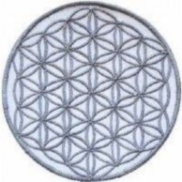 Bild von Aufnäher Blume des Lebens  Baumwolle grau/weiss 9cm