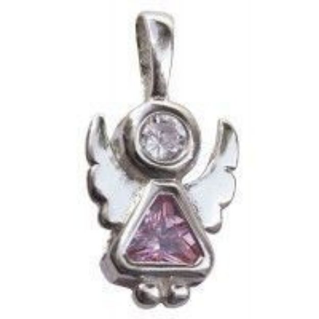 Bild von Anhänger Engel mit rundem und dreieckigem Zirkon Silber 925