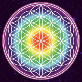 Zeige Details für Leinwanddruck Blume des Lebens regenbogenfarben - Kosmos 40 cm Bild von Leinwanddruck Blume des Lebens regenbogenfarben - Kosmos 40 cm
