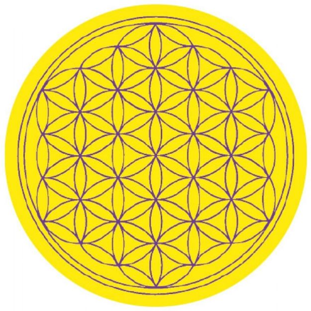 Bild von Aufkleber Blume des Lebens Komplementärfarben gelb-violett 9.5 cm