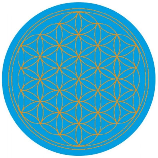 Bild von Aufkleber Blume des Lebens Komplementärfarben türkis-orange 9.5 cm