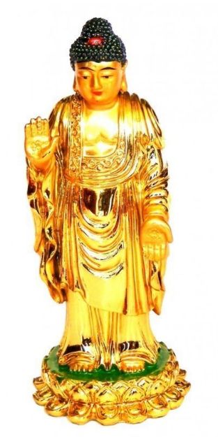Bild von Gautama Buddha stehend Resin goldglänzend  5x10cm