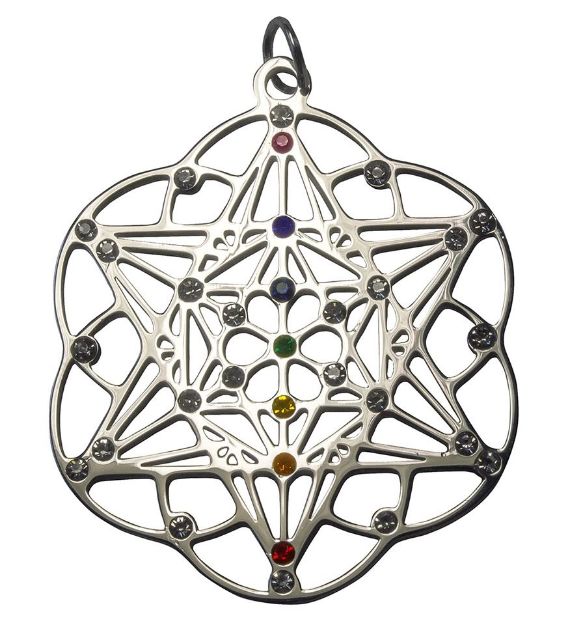 Bild von Anhänger Tetrastern mit 31 Zirkonia aus Edelstahl, 3cm