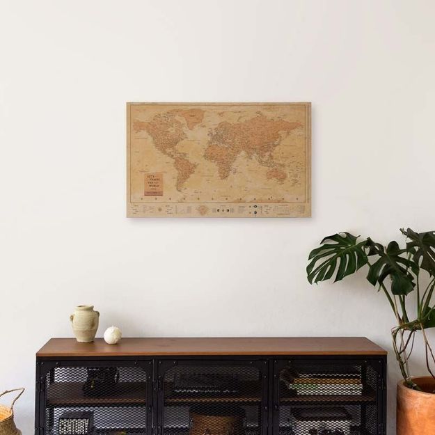 Bild von Miss Wood Canva Map - World - 120 x 75 Whisky
