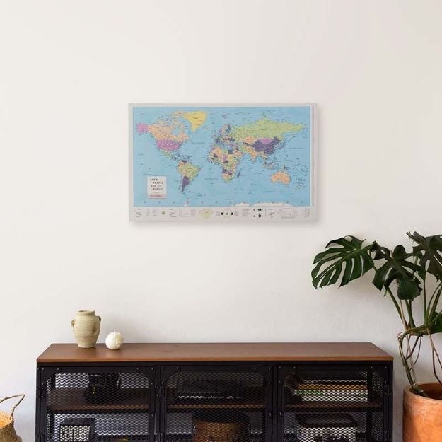Bild von Miss Wood Canva Map - World - 120 x 75 Sky Blue