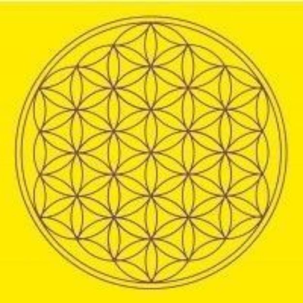 Bild von Leinwanddruck Blume des Lebens Solarplexus Chakra gelb 20x20cm