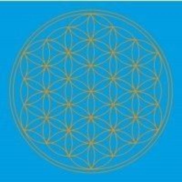 Bild von Leinwanddruck Blume des Lebens Kehl-Chakra türkis 20x20cm