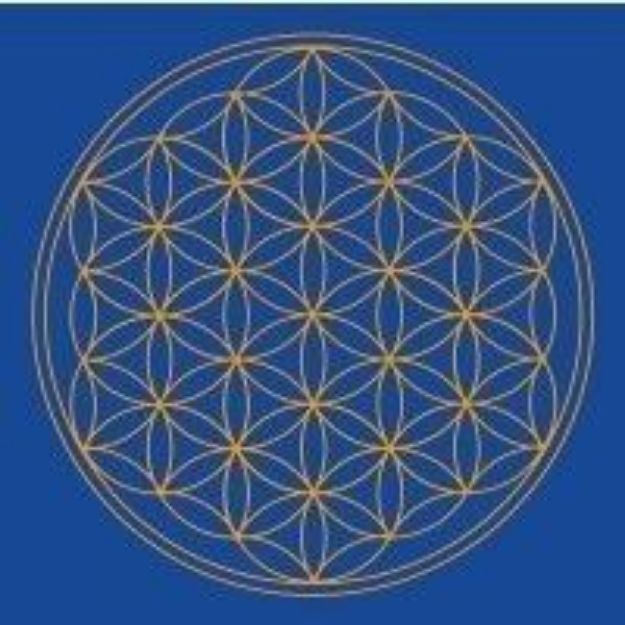 Bild von Leinwanddruck Blume des Lebens Stirn-Chakra blau 20x20cm