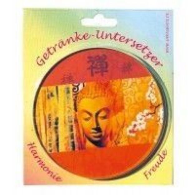Bild von Untersetzer Buddha Glas orange 10cm