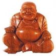 Bild von Lachender Buddha im Lotossitz Holz braun 15cm