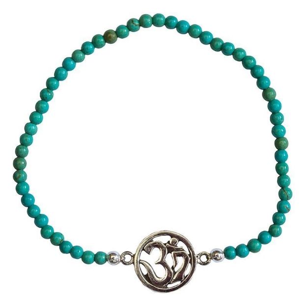 Bild von Armband Om 1,3cm Silber 925 mit Türkis Perlen 6cm elastisch