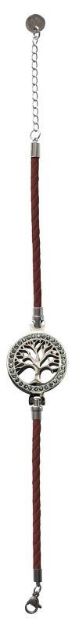 Bild von Armband Baum des Lebens Leder braun, Edelstahl mit Zirkonia, 19-24cm verstellbar