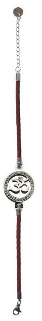 Bild von Armband Om Leder braun, Edelstahl mit Zirkonia, 19-24cm verstellbar