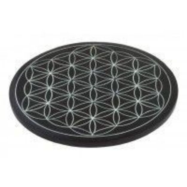 Bild von Räucherstäbchenhalter Blume des Lebens Black Stone 10 cm