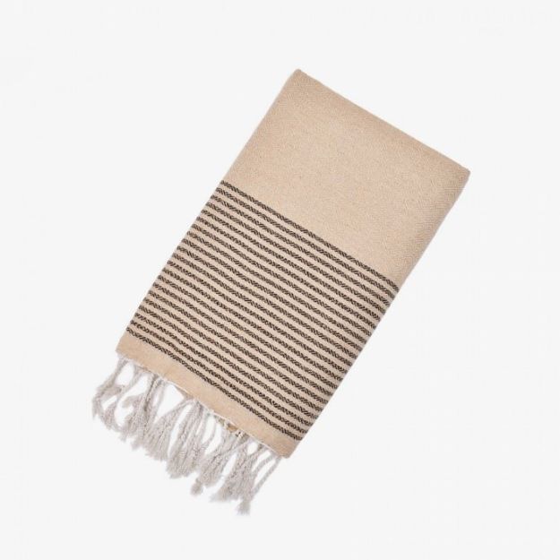Bild von Knouz Premium Strand- und Saunatuch ,Diamant Lurex Sand, 1x2m, 100% Baumwolle