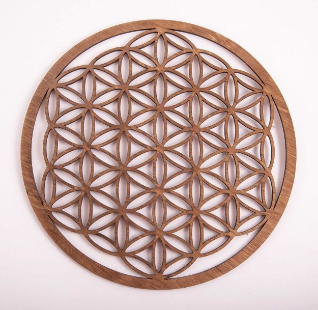 Bild von Blume des Lebens aus Holz in dunkelbraun, 22 cm