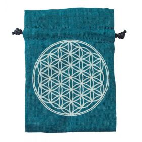 Zeige Details für Baumwollsäckchen Blume des Lebens türkis 8x11cm Bild von Baumwollsäckchen Blume des Lebens türkis 8x11cm