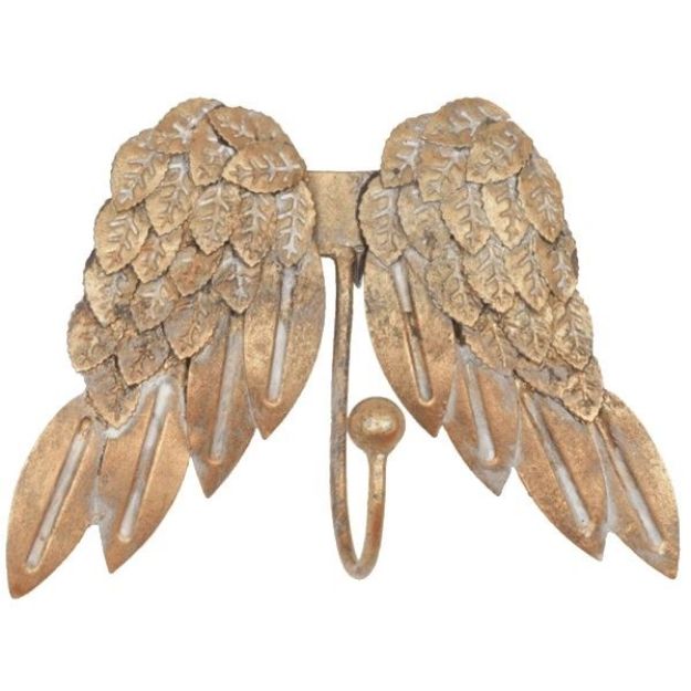 Bild von Flügel-Wandhaken 19 × 6 × 14 cm, Eisen goldfarben