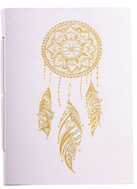 Bild von Schreibbuch mit Traumfänger weiss/gold