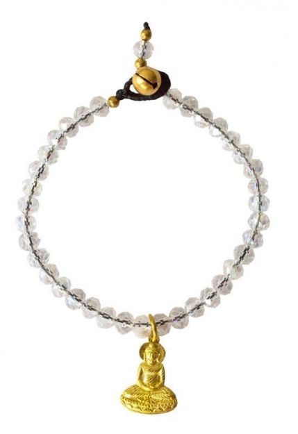 Bild von Armkettchen Buddha mit 33 Glasperlen, crystal 18cm
