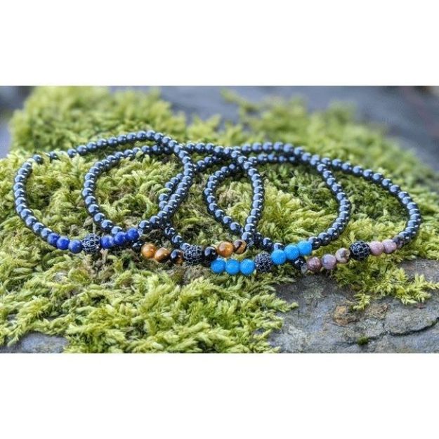 Bild von Hämatit-Armband Tantra mit Türkis