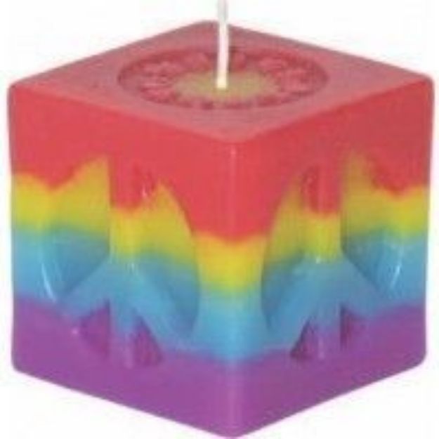 Bild von Kerze Peace bunt 4,5x4,5cm
