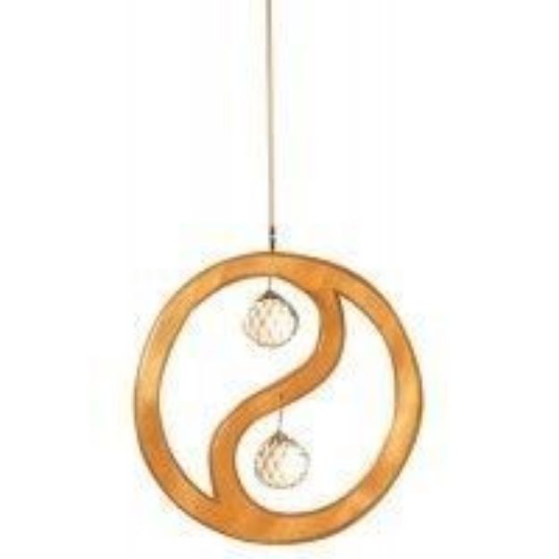 Bild von Kristallobjekt Yin-Yang natur 15 cm, Holz und Bleikristall