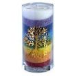 Bild von Stearin-Palmwachskerze Lebensbaum Rainbow 14 cm, Stearinwachs und Glas