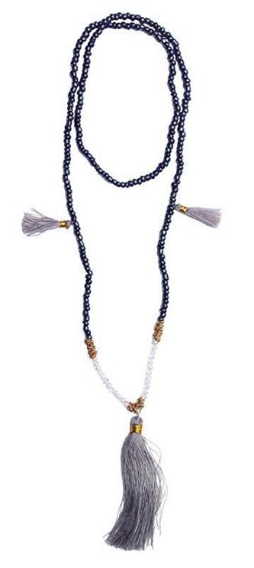Bild von Mala schwarz mit weissen Glasperlen 58cm