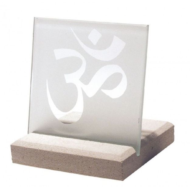 Bild von Licht Objekt OM Glas-Stein 10 cm x 13 cm