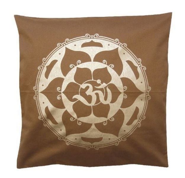 Bild von Kissenbezug Om im Lotus Baumwolle olive 40x40cm