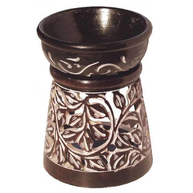Bild von Aromalampe Blume Speckstein braun  6 cm x 9 cm