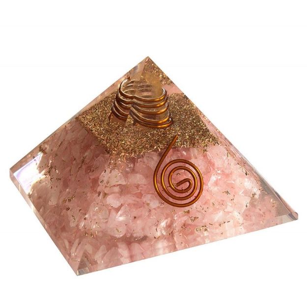 Bild von Pyramide Orgonsat Rosenquarz 7,5 x 7,5 x 5cm (Kunstharz, Kupfer)