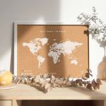 Bild von Miss Wood Cork Map - World - M Natural white