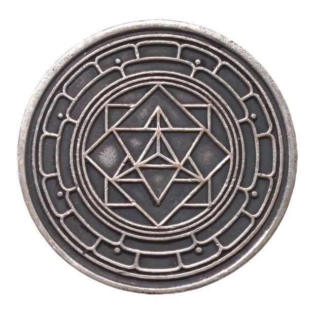 Bild von Glücksmünze Merkaba Kupfer verzinnt 4cm