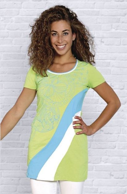 Bild von Longshirt Waving Mandalas in kiwigrün-türkis-weiss von The Spirit of OM