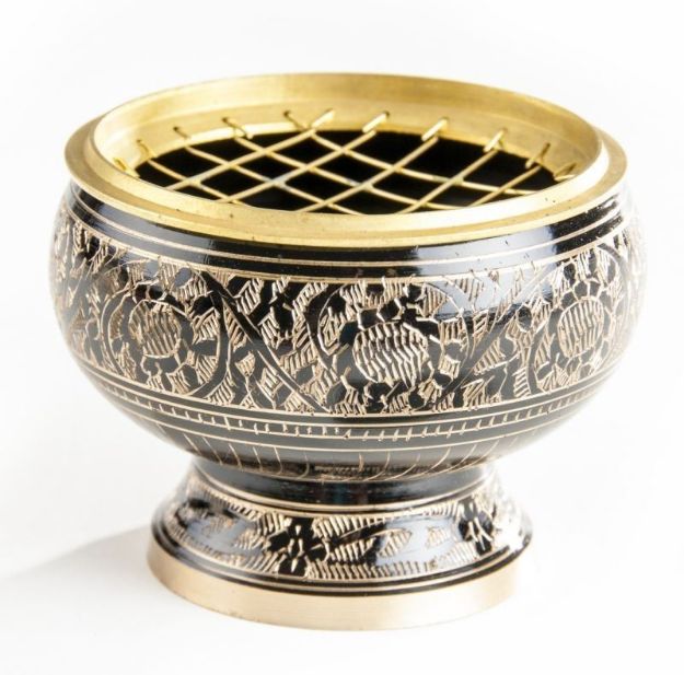 Bild von Netzräuchergefäss schwarz / gold, 9.5 cm