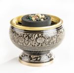 Bild von Netzräuchergefäss schwarz / gold, 9.5 cm