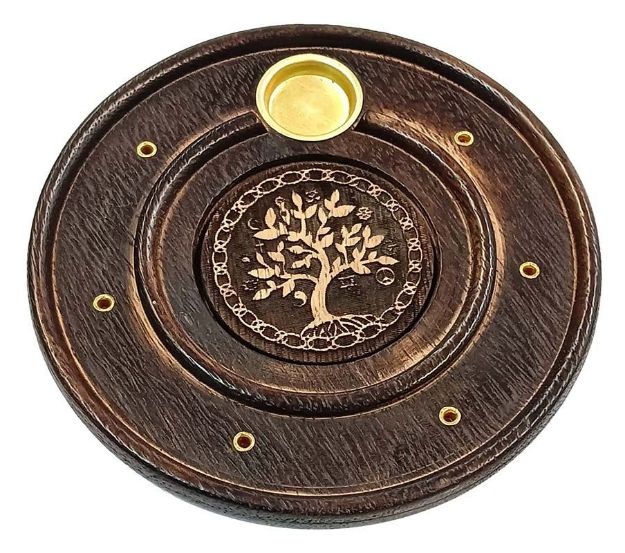 Bild von Räucherstäbchenhalter Baum des lebens Holz rund 10cm