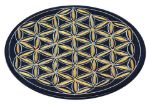 Bild von Räucherstäbchenhalter Blume des Lebens gold, Black Stone Ø10cm