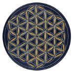 Bild von Räucherstäbchenhalter Blume des Lebens gold, Black Stone Ø10cm