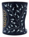 Bild von Räuchergefäss Blume des Lebens gold, Black Stone Ø9cm (Ø7,5cm innen) x10cm mit S